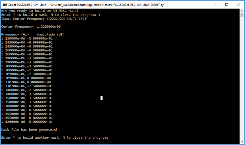 Build AM NRSC masks for SIGLENT SSA3000X/SVA1000X using a Python script ...